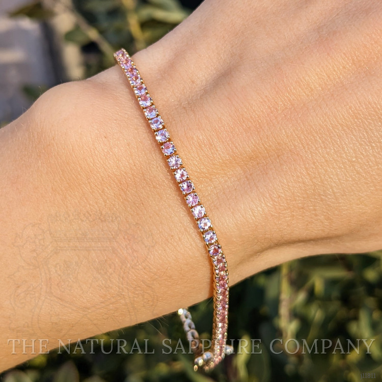 3.47 Ct.Tw. Pink Sapphire Tennis/Line Bracelet, 14K Yellow Gold