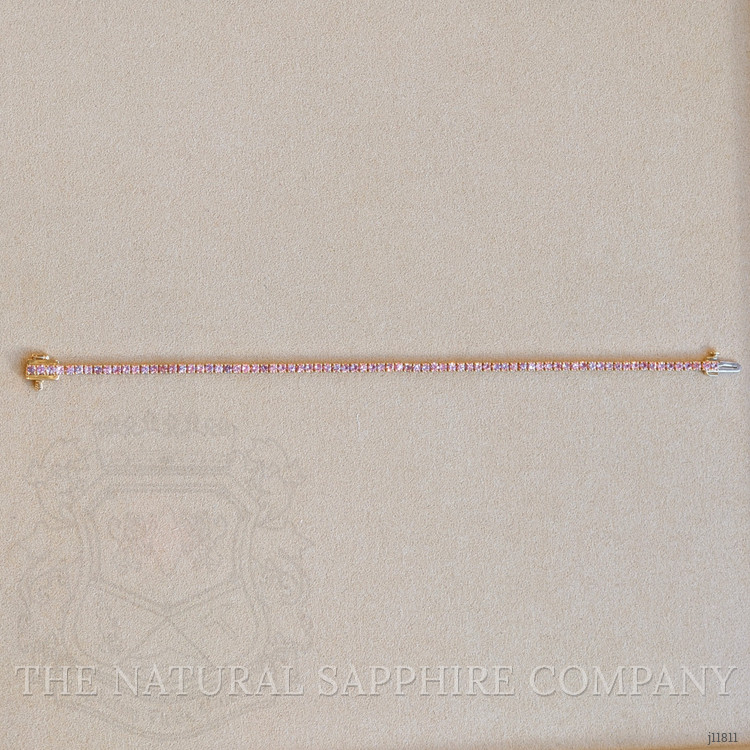 3.47 Ct.Tw. Pink Sapphire Tennis/Line Bracelet, 14K Yellow Gold