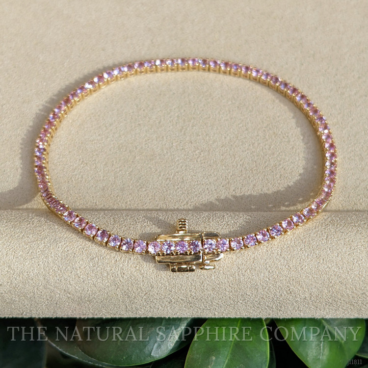 3.47 Ct.Tw. Pink Sapphire Tennis/Line Bracelet, 14K Yellow Gold