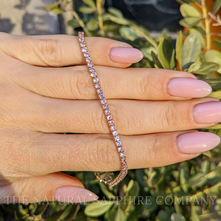 3.47 Ct.Tw. Pink Sapphire Tennis/Line Bracelet, 14K Yellow Gold