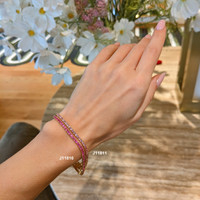 3.47&nbsp;Ct.Tw.Total Carat Weight Pink Sapphire Tennis/Line Bracelet, 14K Yellow Gold Life Style