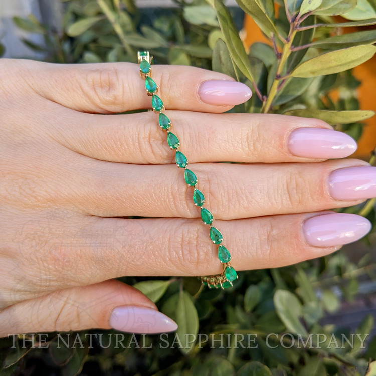 5.42 Ct.Tw. Emerald Tennis/Line Bracelet, 14K Yellow Gold