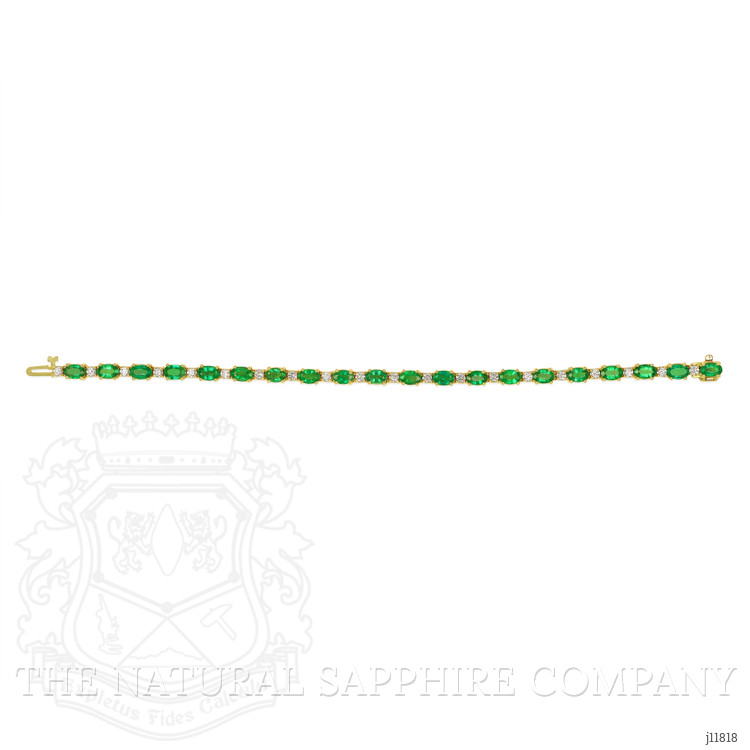 7.83 Ct.Tw. Emerald and Natural Diamond Pave Bracelet, 14K Yellow Gold