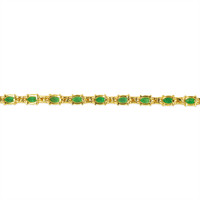 7.83 Ct.Tw.Total Carat Weight Emerald and Natural Diamond Pave Bracelet, 14K Yellow Gold Image