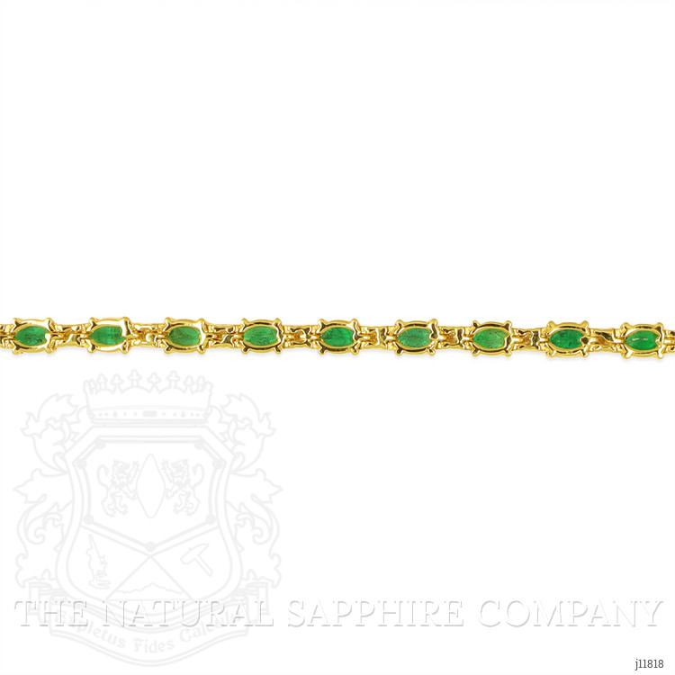 7.83 Ct.Tw. Emerald and Natural Diamond Pave Bracelet, 14K Yellow Gold