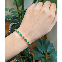 7.83 Ct.Tw.Total Carat Weight Emerald and Natural Diamond Pave Bracelet, 14K Yellow Gold Life Style