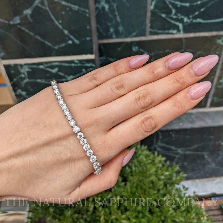 16.80 Ct.Tw. Natural Diamond Tennis/Line Bracelet, 18K White Gold