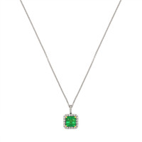 4.41 Ct. Emerald and Natural Diamond Pave Pendant, 18K White & Yellow Image