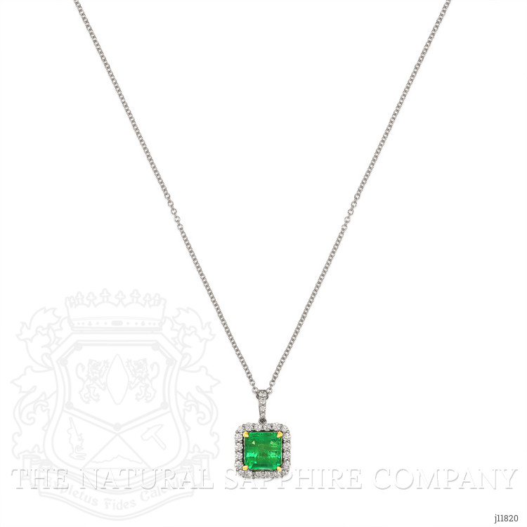 4.41 Ct. Emerald and Natural Diamond Pave Pendant, 18K White & Yellow