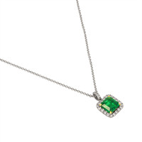 4.41 Ct. Emerald and Natural Diamond Pave Pendant, 18K White & Yellow Image