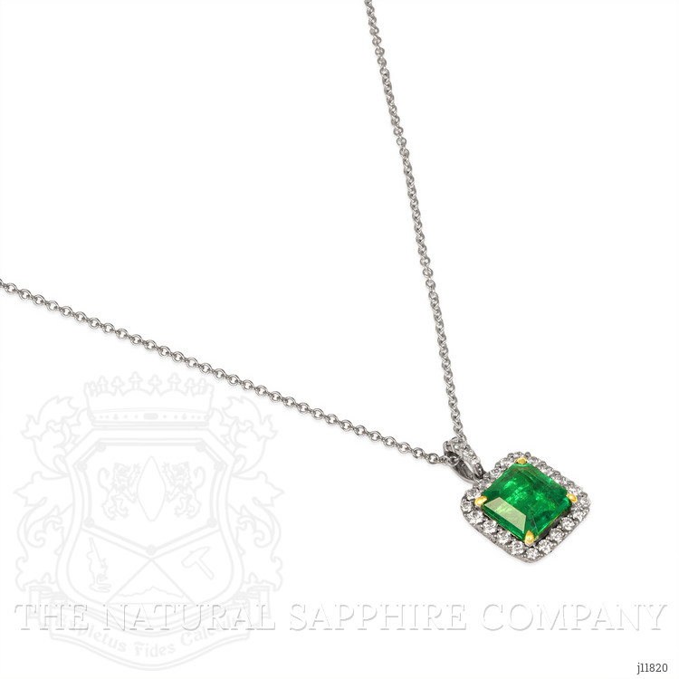 4.41 Ct. Emerald and Natural Diamond Pave Pendant, 18K White & Yellow