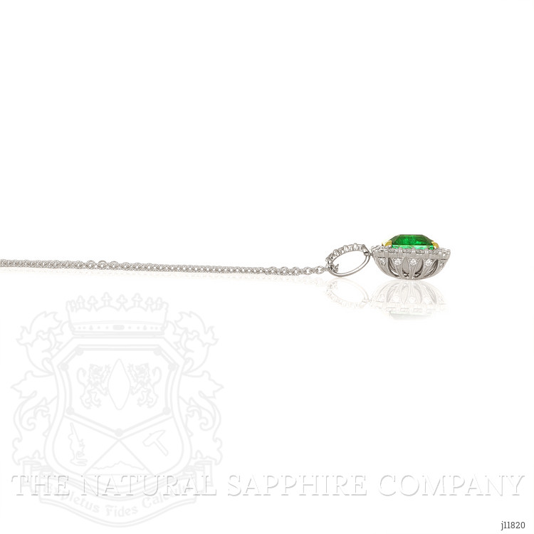 4.41 Ct. Emerald and Natural Diamond Pave Pendant, 18K White & Yellow