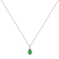2.74 Ct. Emerald and Natural Diamond Pave Pendant, 18K White & Yellow Image