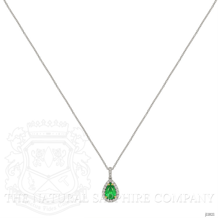 2.74 Ct. Emerald and Natural Diamond Pave Pendant, 18K White & Yellow