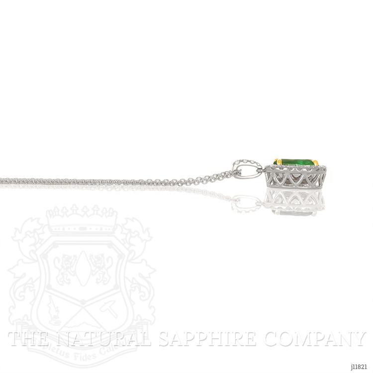 2.74 Ct. Emerald and Natural Diamond Pave Pendant, 18K White & Yellow