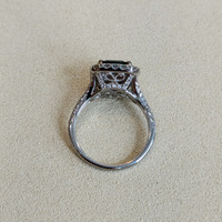 3.48 Ct. Emerald and Natural Diamond Pave Ring, 18K White Gold Life Style