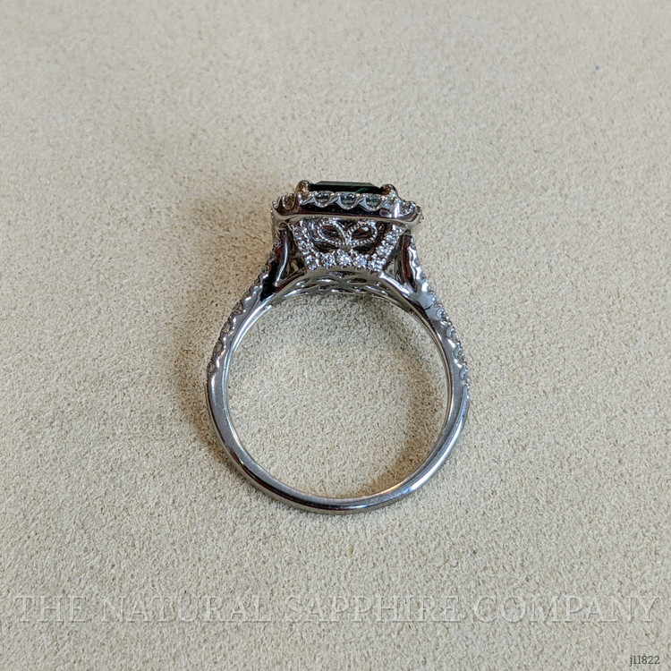 3.48 Ct. Emerald and Natural Diamond Pave Ring, 18K White Gold
