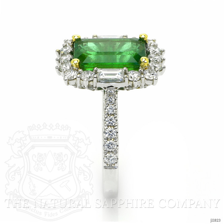4.20 Ct. Emerald and Natural Diamond Pave Ring, 18K White & Yellow
