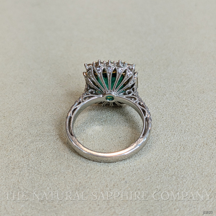 4.20 Ct. Emerald and Natural Diamond Pave Ring, 18K White & Yellow