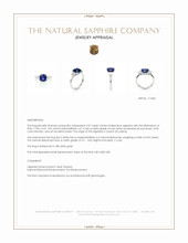 2.57 Ct. Blue Sapphire and Natural Diamond Three Stone Ring, 18K White Gold Appraisal