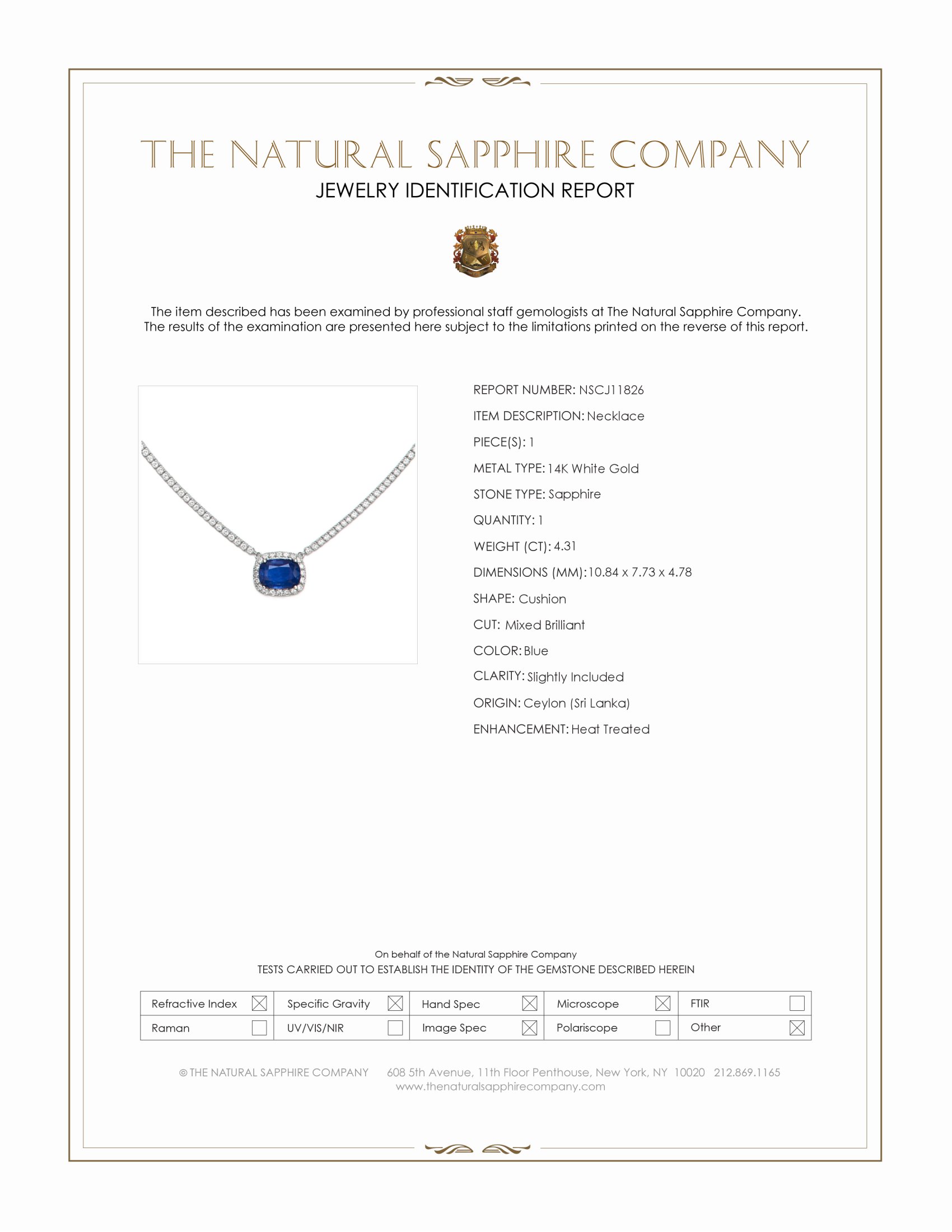 4.31 Ct. Blue Sapphire and Natural Diamond Pave Necklace, 14K White Gold