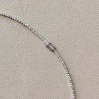 4.31 Ct. Blue Sapphire and Natural Diamond Pave Necklace, 14K White Gold Image