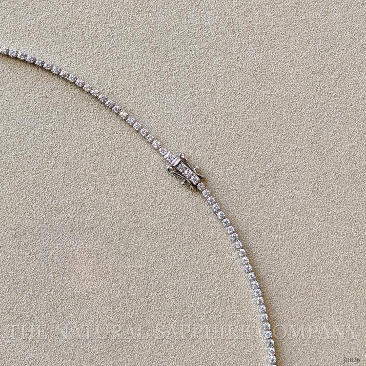 4.31 Ct. Blue Sapphire and Natural Diamond Pave Necklace, 14K White Gold