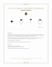 2.51 Ct. Blue Sapphire and Natural Diamond Three Stone Ring, 18K White Gold Appraisal