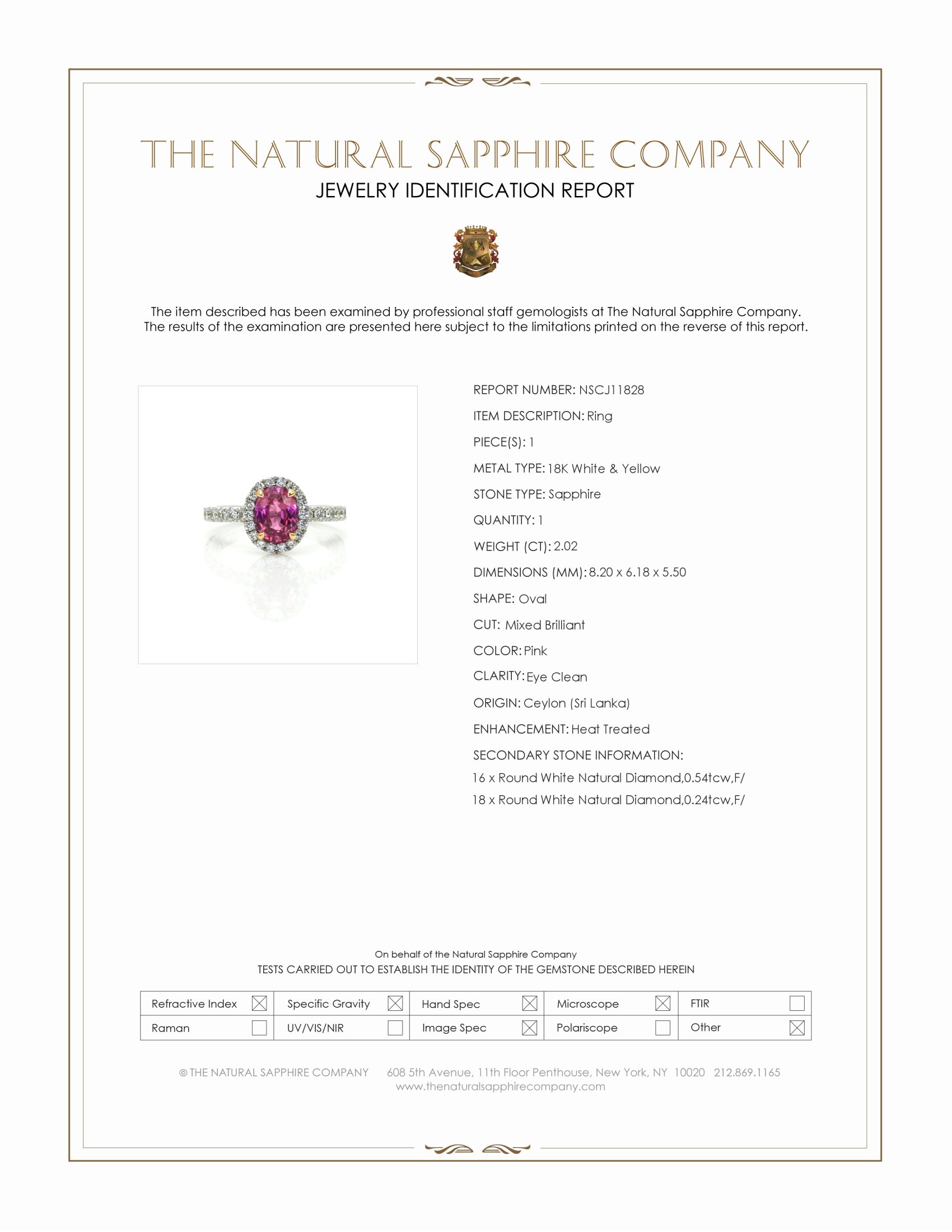 2.02 Ct. Pink Sapphire and Natural Diamond Pave Ring, 18K White & Yellow