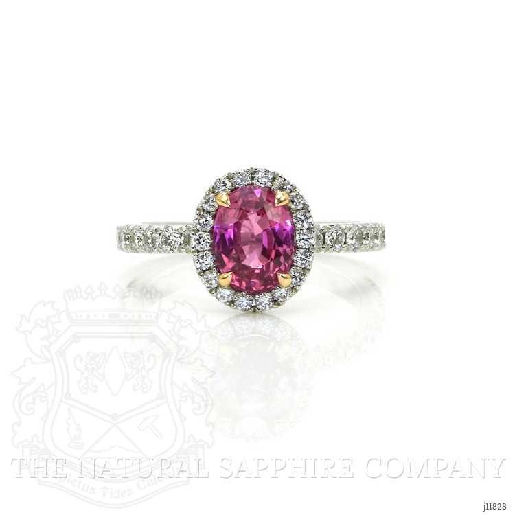 2.02 Ct. Pink Sapphire and Natural Diamond Pave Ring, 18K White & Yellow