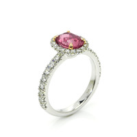 2.02 Ct. Pink Sapphire and Natural Diamond Pave Ring, 18K White & Yellow Image