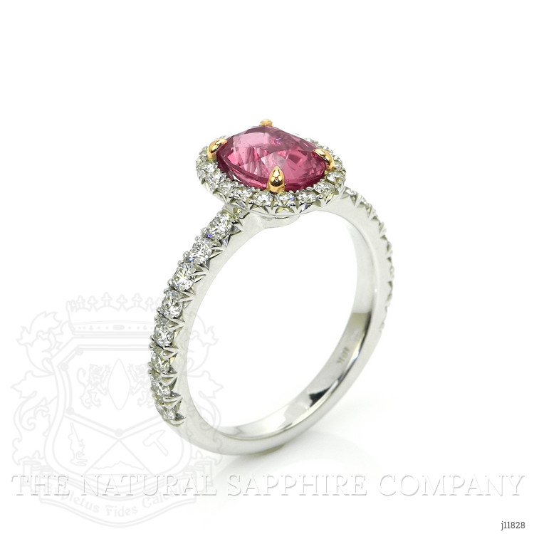 2.02 Ct. Pink Sapphire and Natural Diamond Pave Ring, 18K White & Yellow