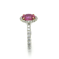 2.02 Ct. Pink Sapphire and Natural Diamond Pave Ring, 18K White & Yellow Image