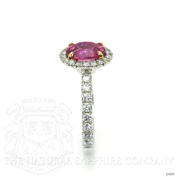 2.02 Ct. Pink Sapphire and Natural Diamond Pave Ring, 18K White & Yellow