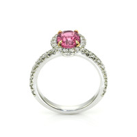 2.02 Ct. Pink Sapphire and Natural Diamond Pave Ring, 18K White & Yellow Image