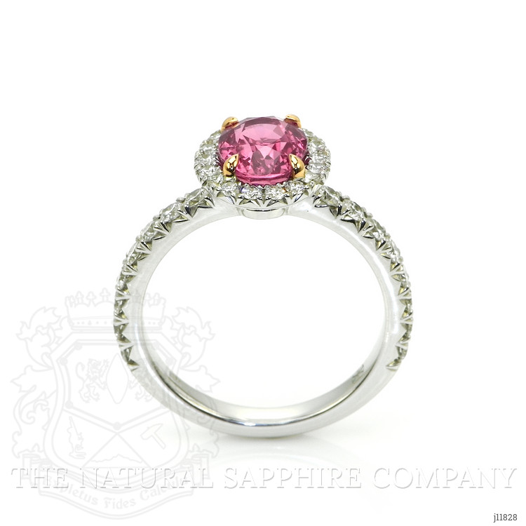 2.02 Ct. Pink Sapphire and Natural Diamond Pave Ring, 18K White & Yellow