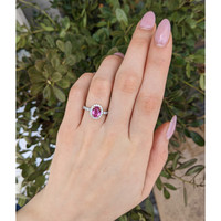 2.02 Ct. Pink Sapphire and Natural Diamond Pave Ring, 18K White & Yellow Life Style
