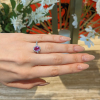 2.02 Ct. Pink Sapphire and Natural Diamond Pave Ring, 18K White & Yellow Life Style