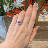 2.02 Ct. Pink Sapphire and Natural Diamond Pave Ring, 18K White & Yellow Life Style