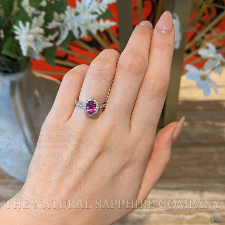 2.02 Ct. Pink Sapphire and Natural Diamond Pave Ring, 18K White & Yellow