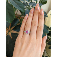 2.02 Ct. Pink Sapphire and Natural Diamond Pave Ring, 18K White & Yellow Life Style