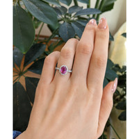 2.02 Ct. Pink Sapphire and Natural Diamond Pave Ring, 18K White & Yellow Life Style