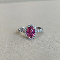 2.02 Ct. Pink Sapphire and Natural Diamond Pave Ring, 18K White & Yellow Life Style