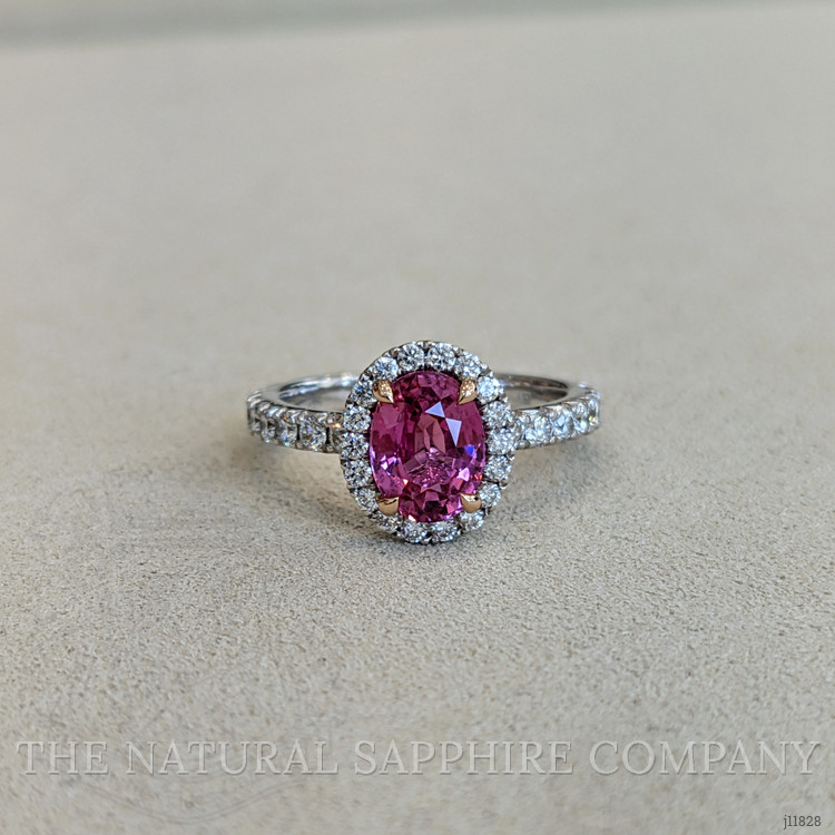 2.02 Ct. Pink Sapphire and Natural Diamond Pave Ring, 18K White & Yellow