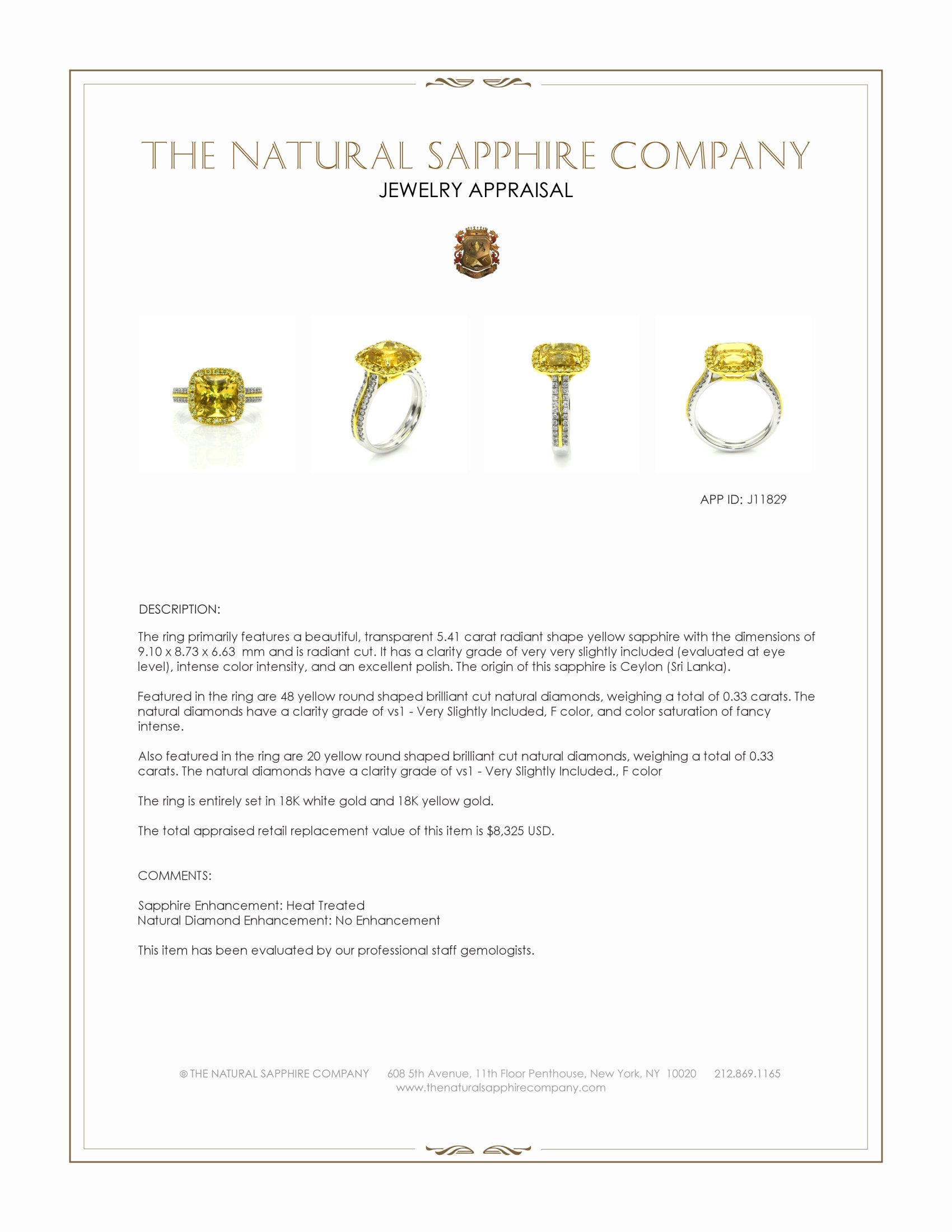 5.41 Ct. Yellow Sapphire and Mixed Natural Diamond Pave Ring, 18K White & Yellow