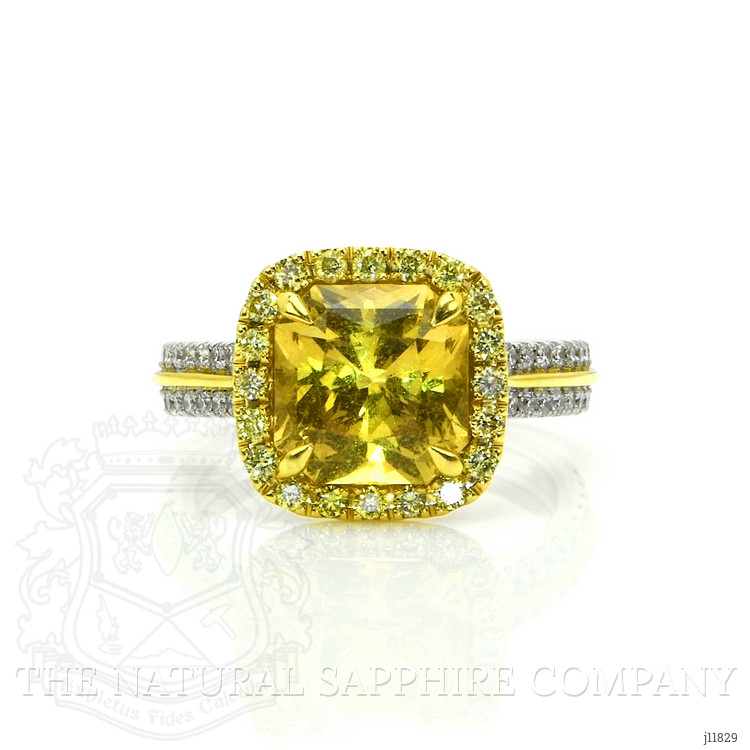5.41 Ct. Yellow Sapphire and Yellow Natural Diamond Pave Ring, 18K White & Yellow