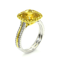 5.41 Ct. Yellow Sapphire and Yellow Natural Diamond Pave Ring, 18K White & Yellow Image