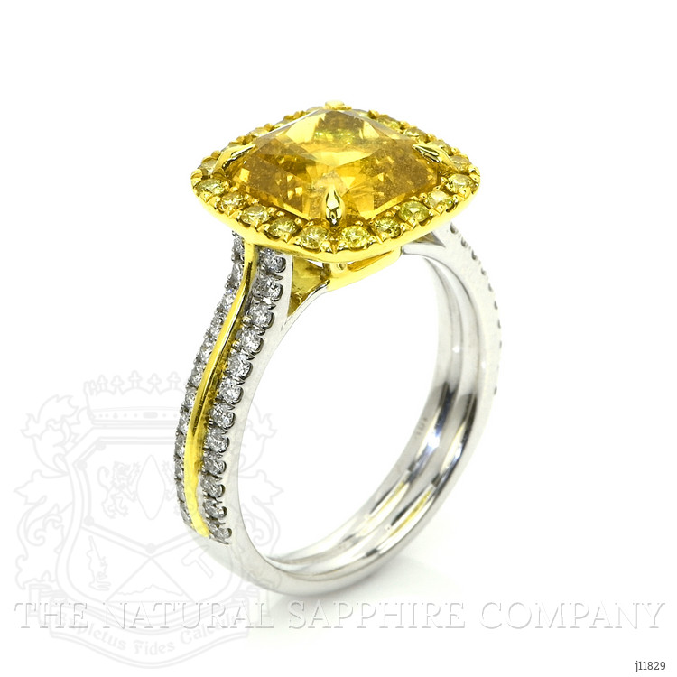 5.41 Ct. Yellow Sapphire and Yellow Natural Diamond Pave Ring, 18K White & Yellow