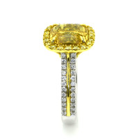 5.41 Ct. Yellow Sapphire and Yellow Natural Diamond Pave Ring, 18K White & Yellow Image