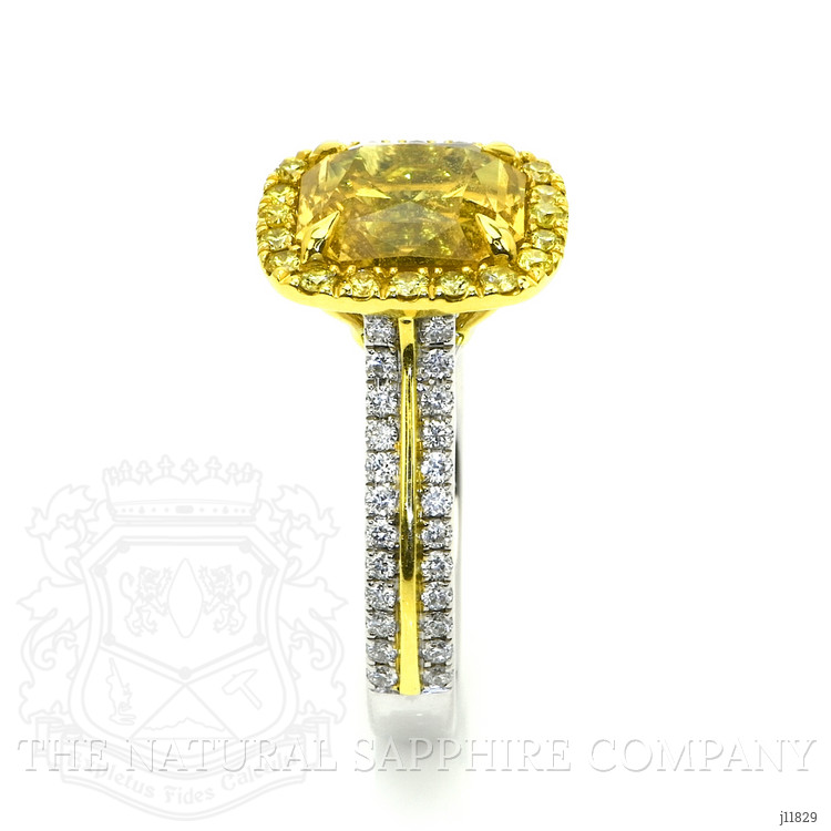 5.41 Ct. Yellow Sapphire and Yellow Natural Diamond Pave Ring, 18K White & Yellow